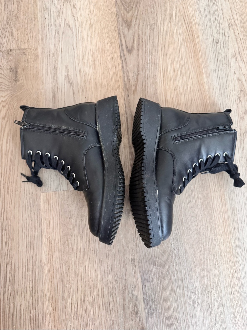 Madden Girl Black Combat Moto Boots - Picture 2 of 4